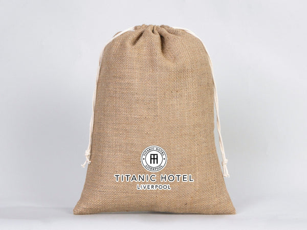 12x16 Coffee Burlap Tote Bags - Natural Jute Drawstring Gift Bags - Pamusan.com