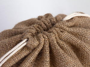 12x16 Coffee Burlap Tote Bags - Natural Jute Drawstring Gift Bags - Pamusan.com