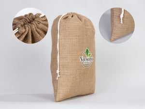 12x16 Coffee Burlap Tote Bags - Natural Jute Drawstring Gift Bags - Pamusan.com