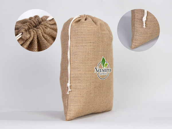 12x16 Coffee Burlap Tote Bags - Natural Jute Drawstring Gift Bags - Pamusan.com