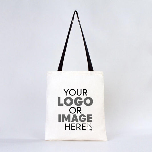 Tote Bags With Color Handles 14"W x 16"H (35 cm x 40 cm )  -  Black (Customize)