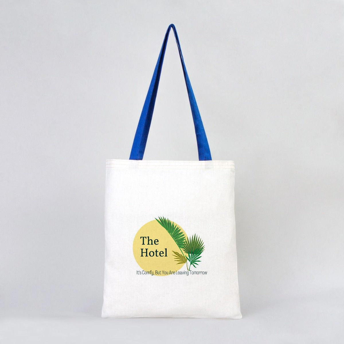 Tote Bags With Color Handles  14"W x 16"H (35 cm x 40 cm )  - Sax Blue  (Customize)