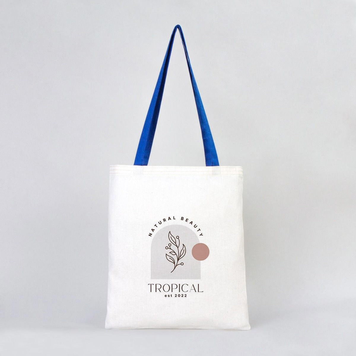 Tote Bags With Color Handles  14"W x 16"H (35 cm x 40 cm )  - Sax Blue  (Customize)