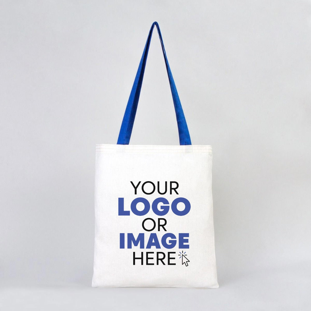 Tote Bags With Color Handles  14"W x 16"H (35 cm x 40 cm )  - Sax Blue  (Customize)