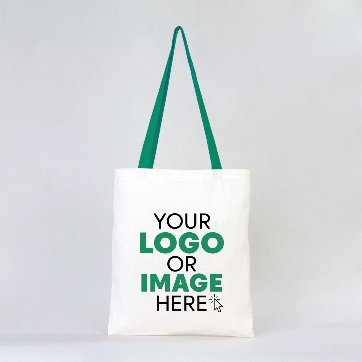 Tote Bags With Color Handles  14"W x 16"H (35 cm x 40 cm ) - Green ( Customize)