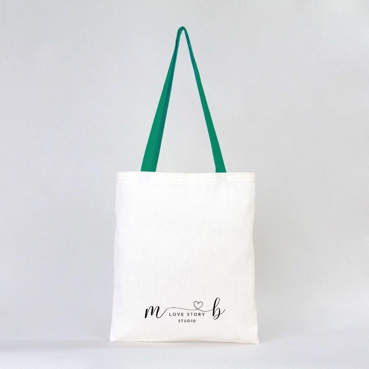 Tote Bags With Color Handles  14"W x 16"H (35 cm x 40 cm ) - Green ( Customize)