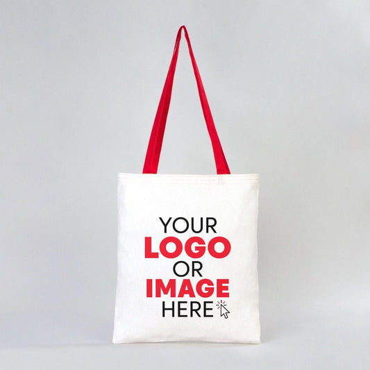 Tote Bags With Color Handles  14"W x 16"H (35 cm x 40 cm )  - Red (Customize)