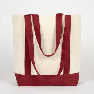 Large Canvas Tote Bag with Burgundy Handles – Sustainable & Heavy Duty Canvas Bag