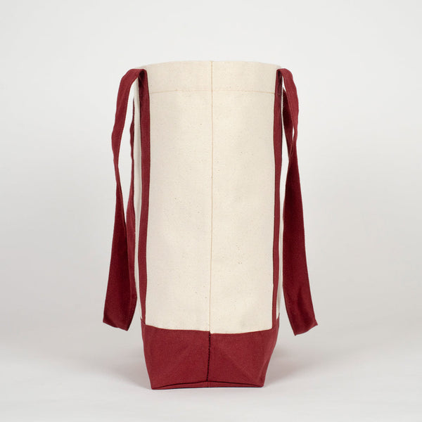 Large Canvas Tote Bag with Burgundy Handles – Sustainable & Heavy Duty Canvas Bag