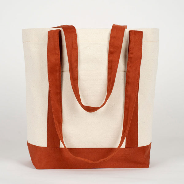 Large Brown Canvas Tote Bag – 16"x14"x5", Eco-Friendly & Reusable Cotton Bag