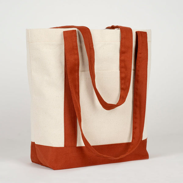 Large Brown Canvas Tote Bag – 16"x14"x5", Eco-Friendly & Reusable Cotton Bag