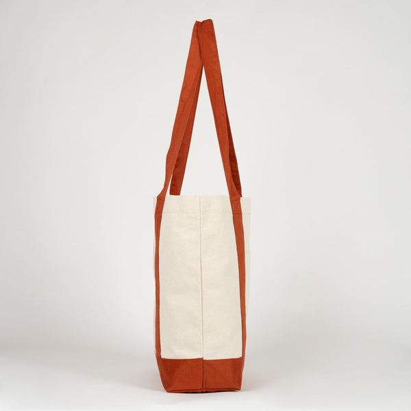 Large Brown Canvas Tote Bag – 16"x14"x5", Eco-Friendly & Reusable Cotton Bag