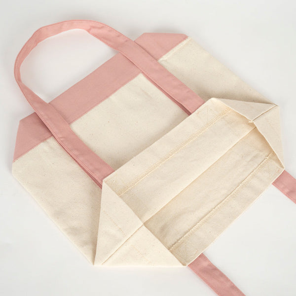 Large Blank Canvas Tote Bag with Pink Handles – 16"x14"x5", Eco-Friendly & Reusable