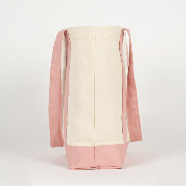 Large Blank Canvas Tote Bag with Pink Handles – 16"x14"x5", Eco-Friendly & Reusable