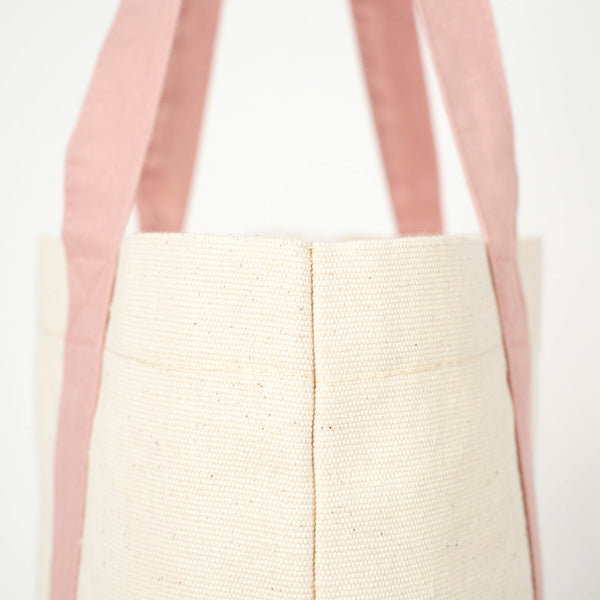 Large Blank Canvas Tote Bag with Pink Handles – 16"x14"x5", Eco-Friendly & Reusable