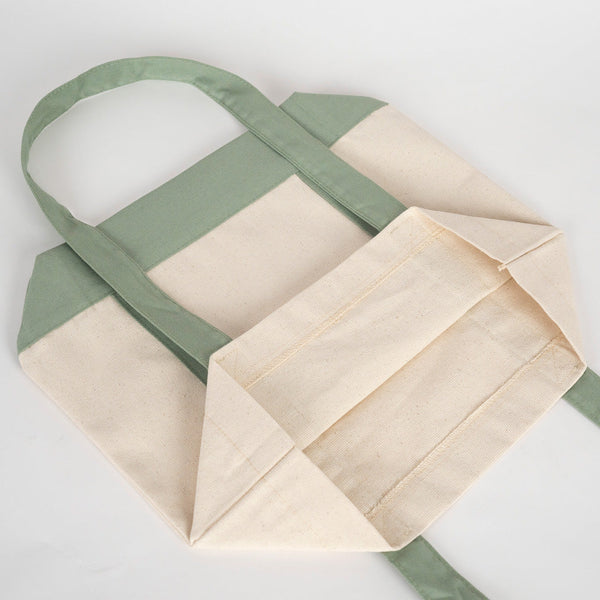 Oversized Cotton Canvas Tote Bag – Mint Green Handles, Durable & Reusable