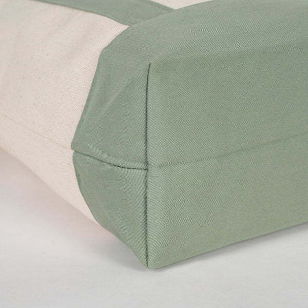 Oversized Cotton Canvas Tote Bag – Mint Green Handles, Durable & Reusable