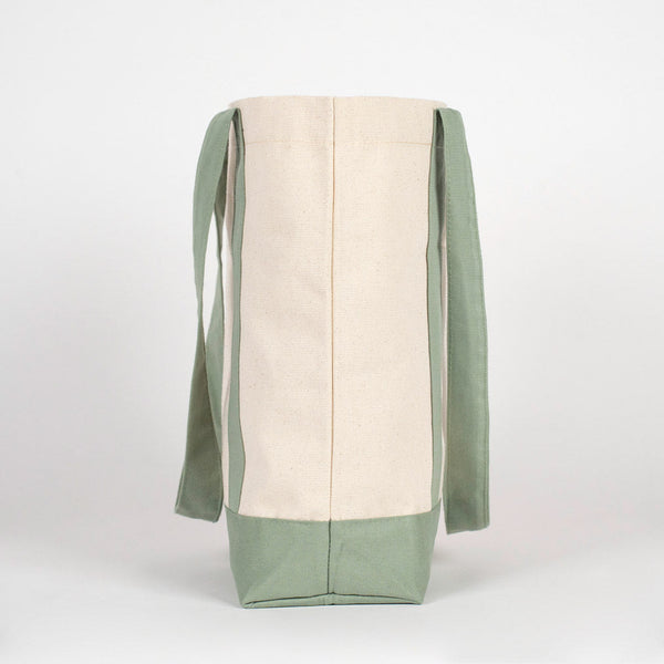 Oversized Cotton Canvas Tote Bag – Mint Green Handles, Durable & Reusable