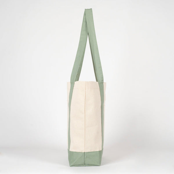 Oversized Cotton Canvas Tote Bag – Mint Green Handles, Durable & Reusable