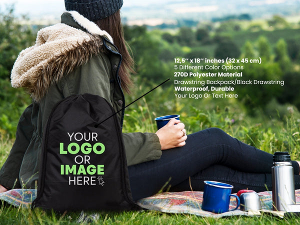 Trick or Treat Drawstring Bags – Black Waterproof Backpack with Spooky Prints - Pamusan.com