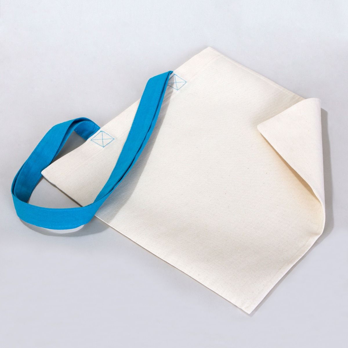 Gabardine Tote Bags With Turquoise Color Handles 16" W x 14" H (40 cm x 35 cm) (Customize)