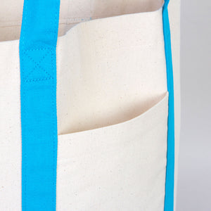 Turquoise Canvas Tote Bag 16"x14"x5" – Large Eco-Friendly Shopping Bag