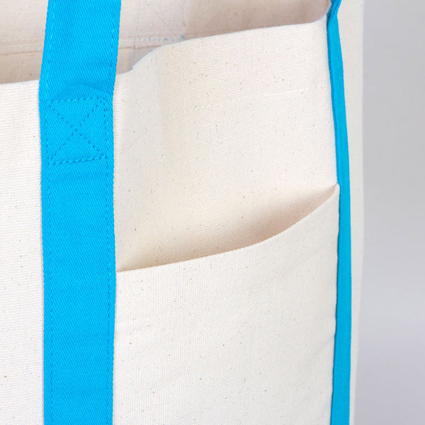 Turquoise Canvas Tote Bag 16"x14"x5" – Large Eco - Friendly Shopping Bag - Pamusan.com