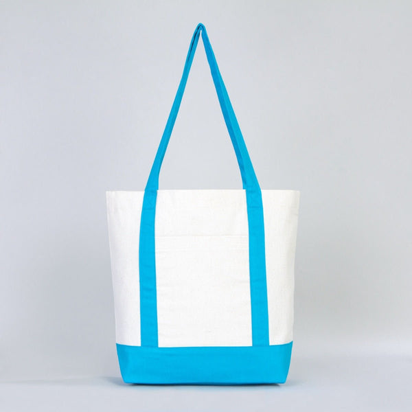 Turquoise Canvas Tote Bag 16"x14"x5" – Large Eco - Friendly Shopping Bag - Pamusan.com
