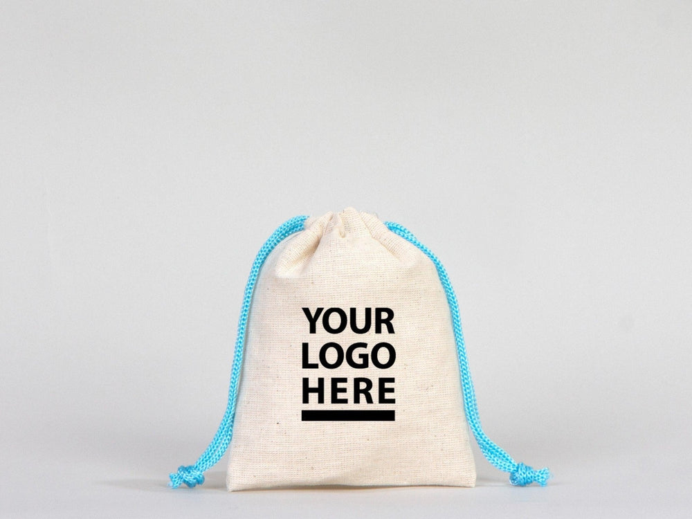 Turquoise Drawstring Custom Cotton Pouch 4"W x 5"H (10 cm x 13 cm), Great For Packing And Wrapping, Cotton Pouch Bag, Bridal shower Bag, Favor Bags Pouches - Pamusan.com