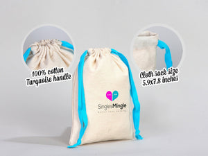 Turquoise Drawstring Custom Muslin Bags 6"W x 8"H (15 cm x 20 cm) Organic Cotton Pouch Bag, Bridal Shower Bag, Favor Bag, Drawstring Pouches - Pamusan.com