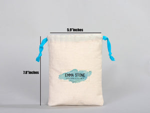 Turquoise Drawstring Custom Muslin Bags 6"W x 8"H (15 cm x 20 cm) Organic Cotton Pouch Bag, Bridal Shower Bag, Favor Bag, Drawstring Pouches - Pamusan.com