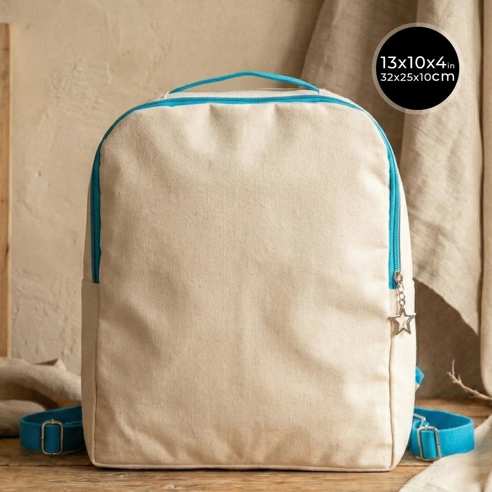 Turquoise VIP Canvas Backpack – 10" × 13" (25 × 32 cm), 10 oz - Pamusan.com
