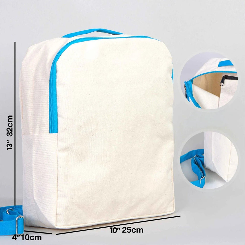 Turquoise VIP Canvas Backpack – 10" × 13" (25 × 32 cm), 10 oz - Pamusan.com