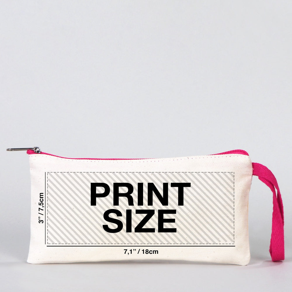Fabric Pencil Case -  8" W x 4" H (21x10 cm) Fuchsia Zippered  -  (Customize)