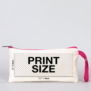 Fabric Pencil Case -  8" W x 4" H (21x10 cm) Fuchsia Zippered  -  (Customize)