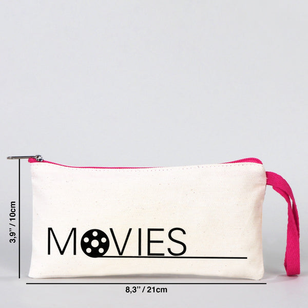 Fabric Pencil Case -  8" W x 4" H (21x10 cm) Fuchsia Zippered  -  (Customize)