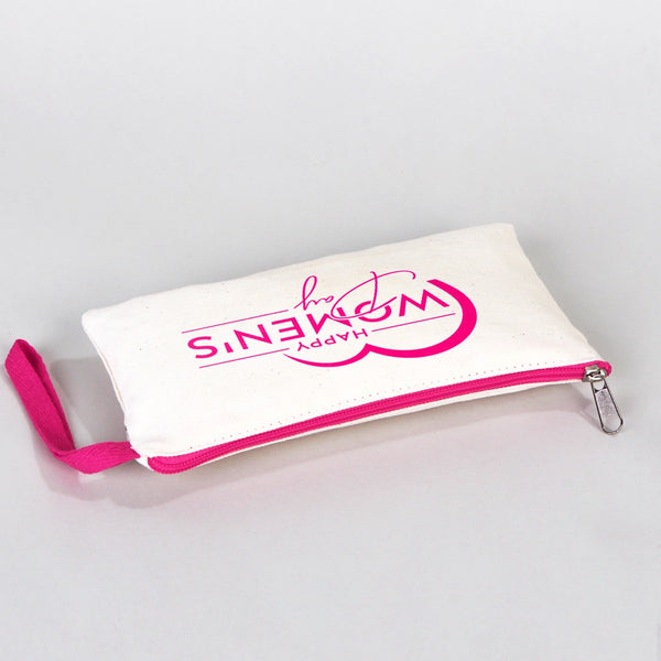 Fabric Pencil Case -  8" W x 4" H (21x10 cm) Fuchsia Zippered  -  (Customize)
