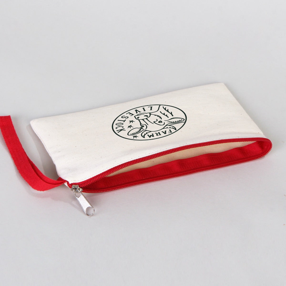 Fabric Pencil Case -  8" W x 4" H (21x10 cm) Red Zippered -  (Customize)