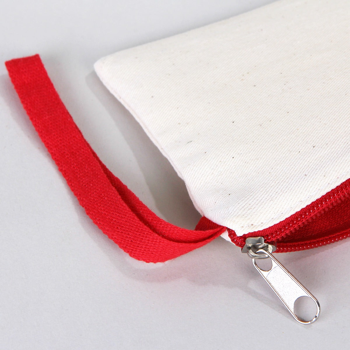 Fabric Pencil Case -  8" W x 4" H (21x10 cm) Red Zippered -  (Customize)