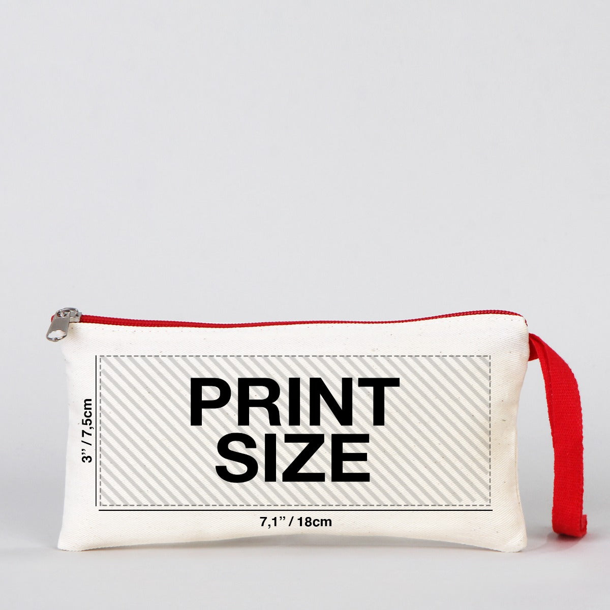 Fabric Pencil Case -  8" W x 4" H (21x10 cm) Red Zippered -  (Customize)