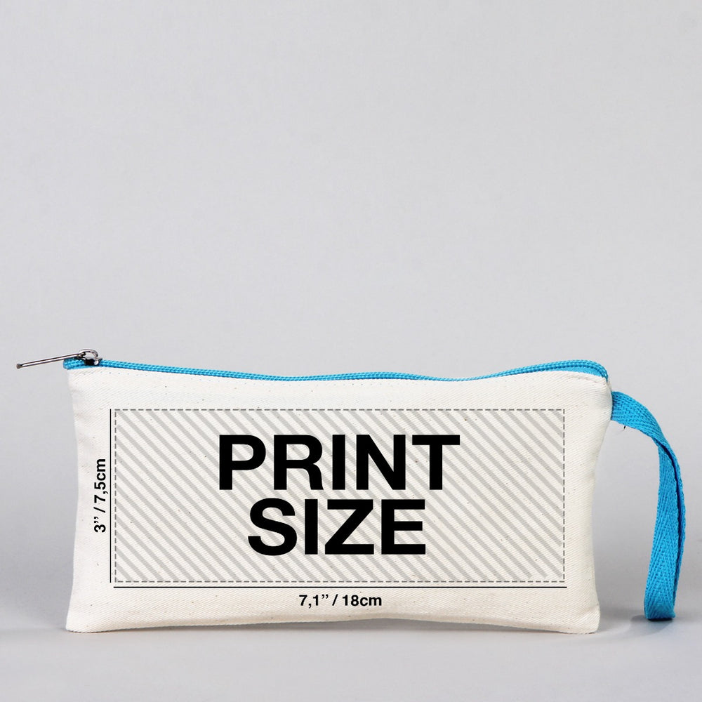 Fabric Pencil Case  8" W x 4" H (21x10 cm) - Turquoise Zippered (Customize)