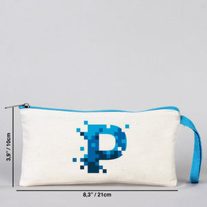 Fabric Pencil Case  8" W x 4" H (21x10 cm) - Turquoise Zippered (Customize)