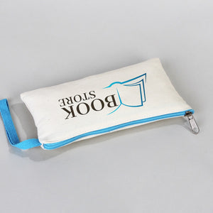 Fabric Pencil Case  8" W x 4" H (21x10 cm) - Turquoise Zippered (Customize)