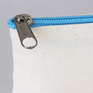 Fabric Pencil Case  8" W x 4" H (21x10 cm) - Turquoise Zippered (Customize)