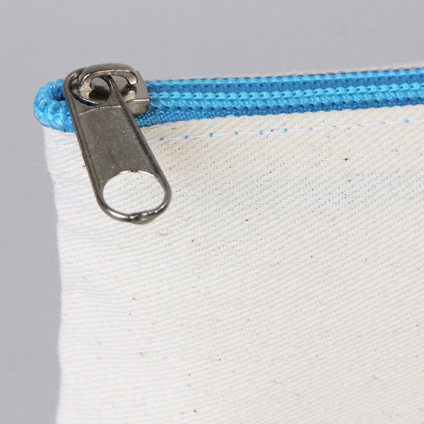 Fabric Pencil Case  8" W x 4" H (21x10 cm) - Turquoise Zippered (Customize)