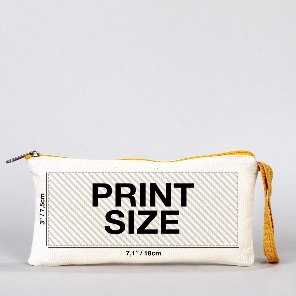 Fabric Pencil Case 8" W x 4" H (21x10 cm) - Yellow Zippered (Customize)