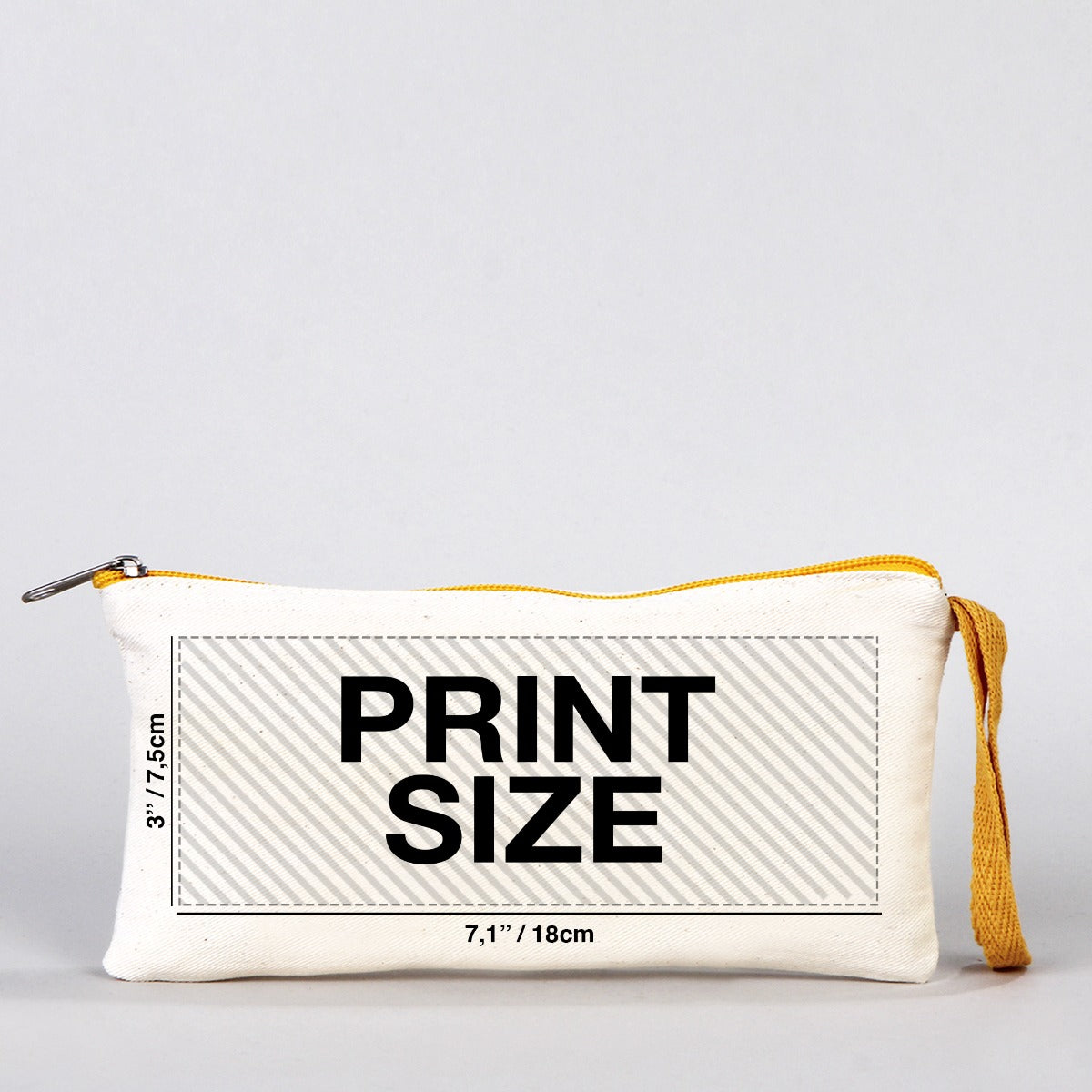 Fabric Pencil Case 8" W x 4" H (21x10 cm) - Yellow Zippered (Customize)