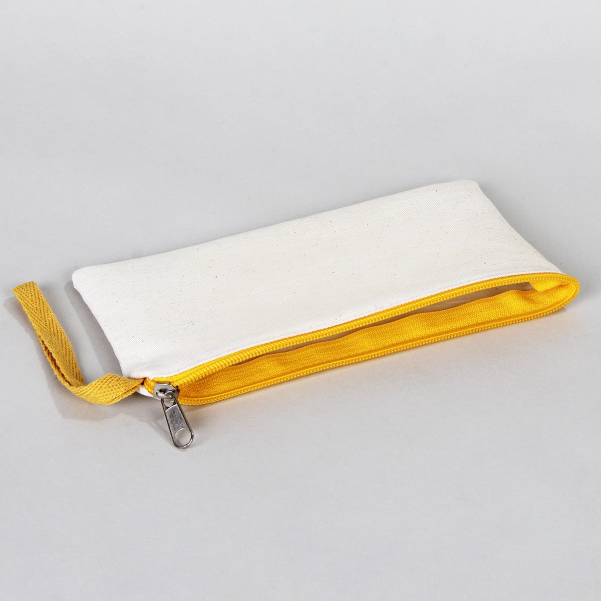 Fabric Pencil Case 8" W x 4" H (21x10 cm) - Yellow Zippered (Customize)