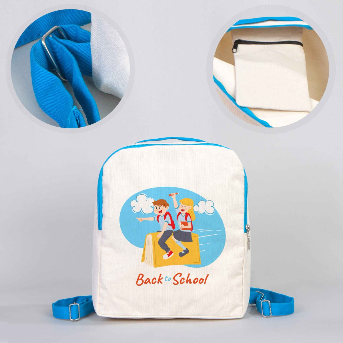 VIP Canvas Backpack 10"W x 13"H x 4"L (25 cm x 32 cm x 10 cm) - Blue  ( Customize)