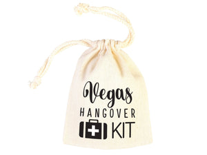 Vegas Hangover Kit Bags – Personalized Cotton Drawstring Party Favor Pouches - Pamusan.com